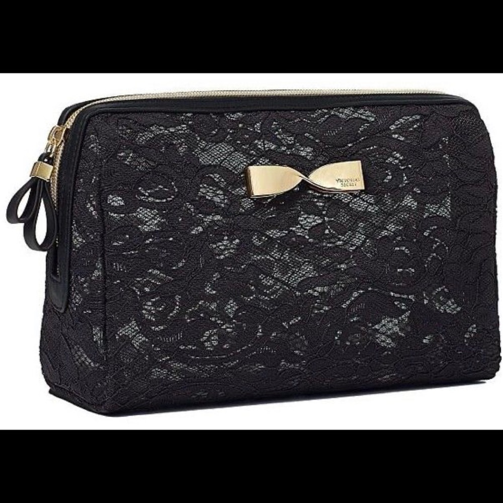 NWT Victoria’s Secret Black Lace Makeup Bag
